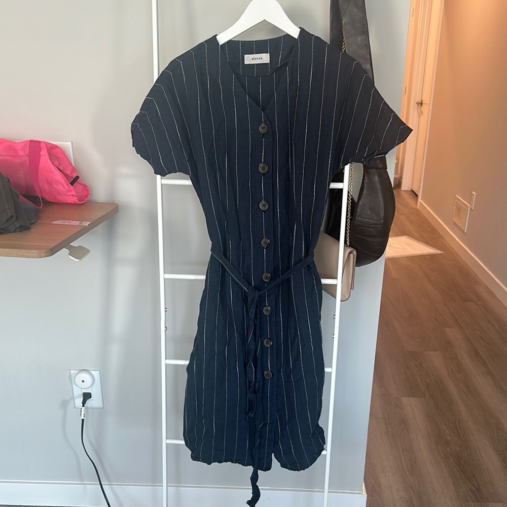 Elegant Striped Midi Dress in Black by Universal Thread